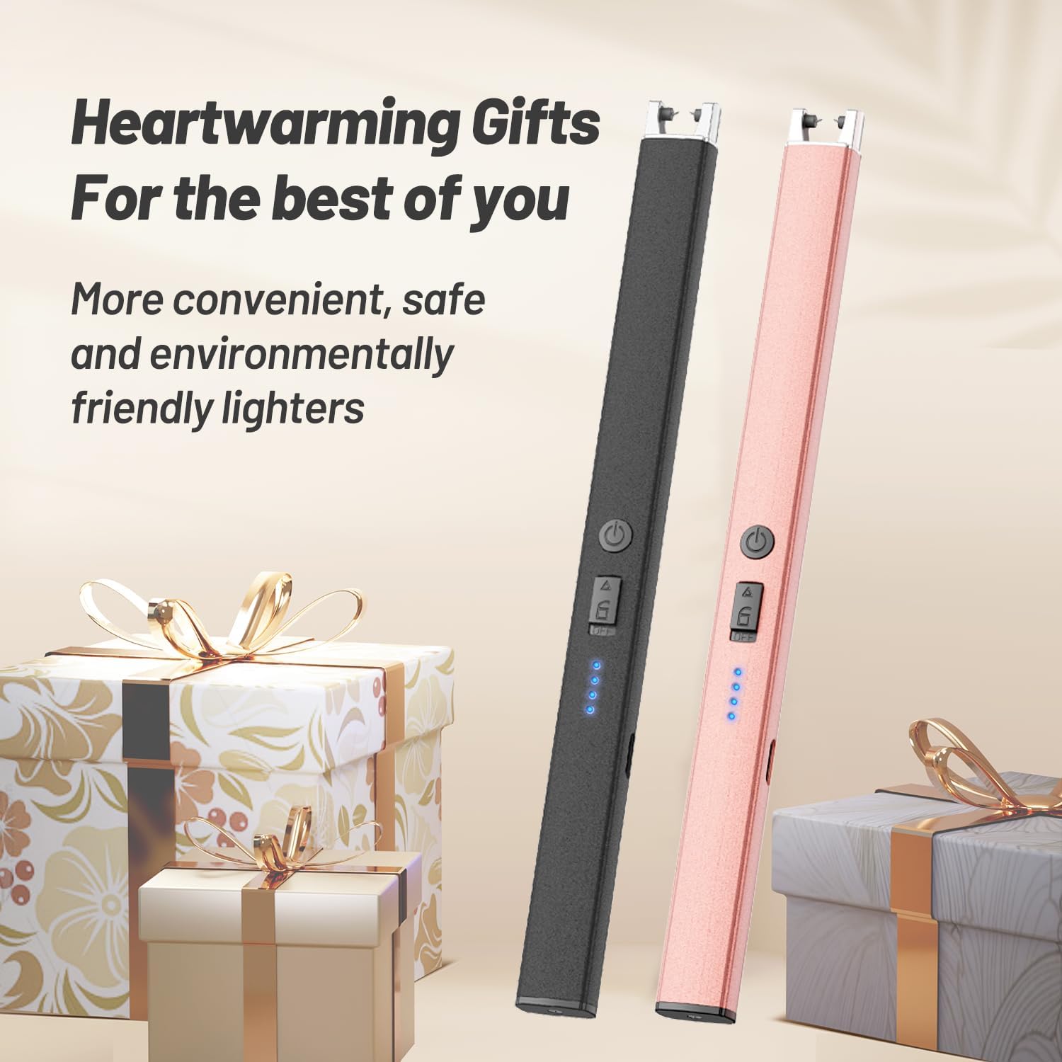 AJIJING Windproof Electric Lighter with Safety Lock and LED Display