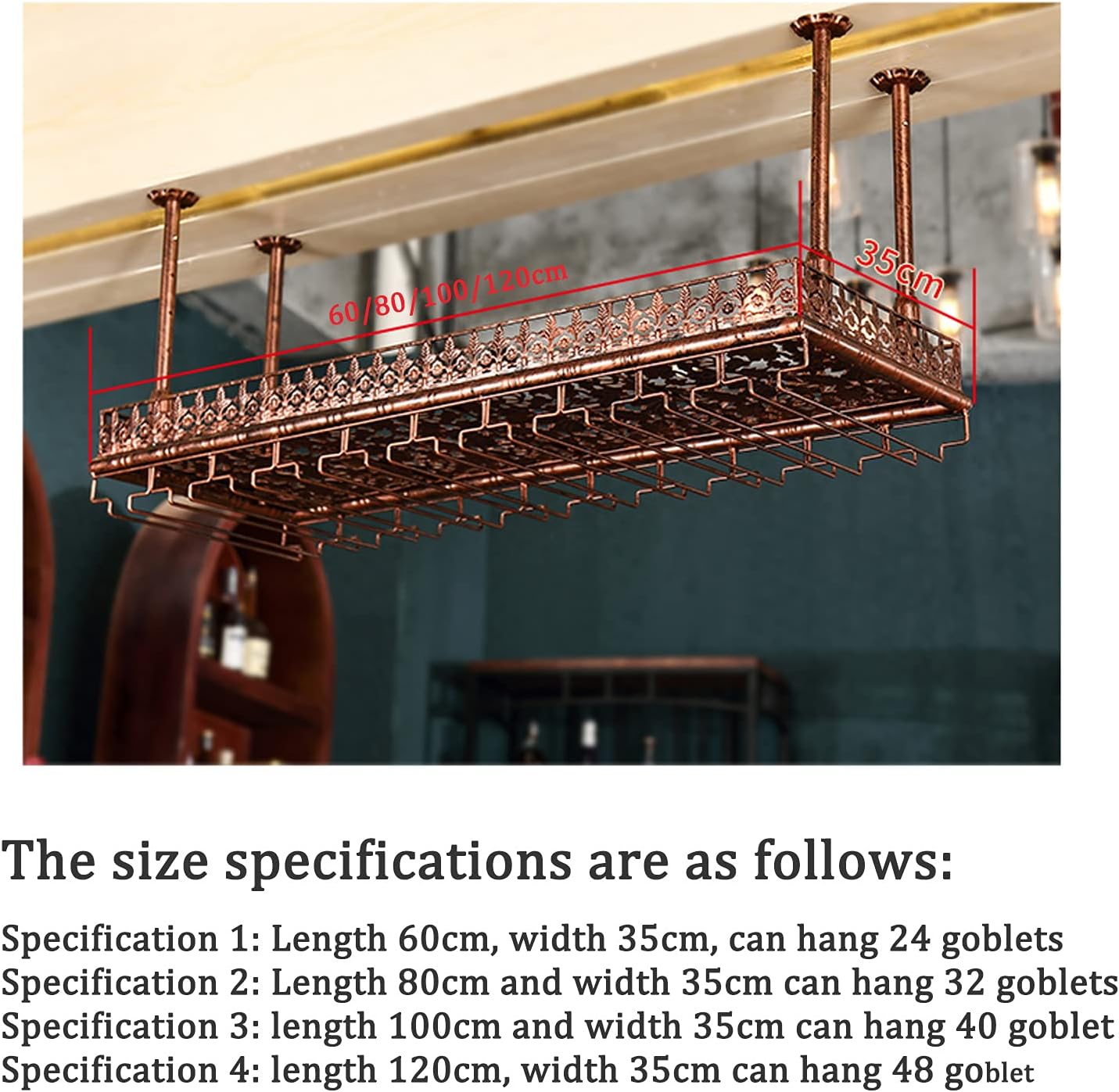 Wall-Mounted Wine Rack with Adjustable Hooks