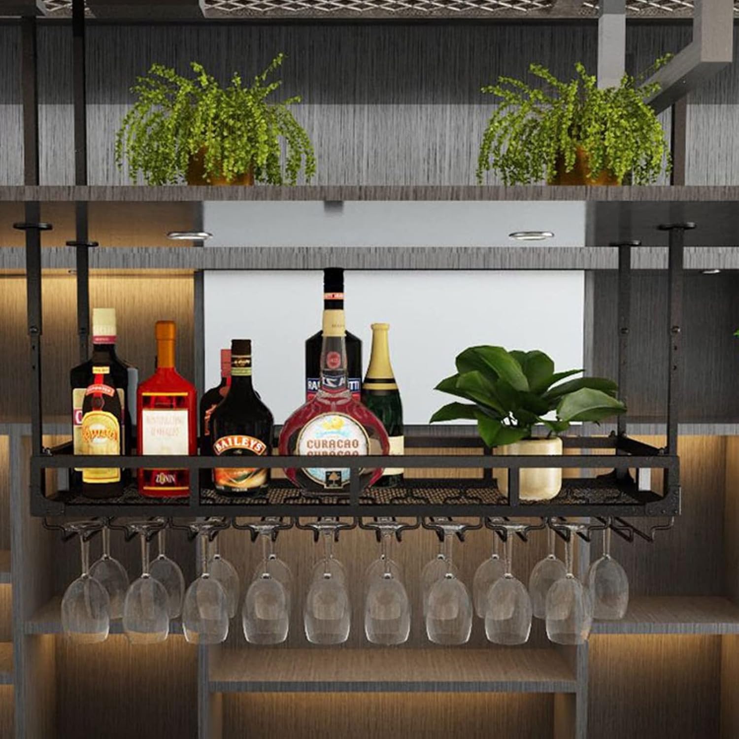 Suuim Wine Rack Ceiling Hanging Glass Holder