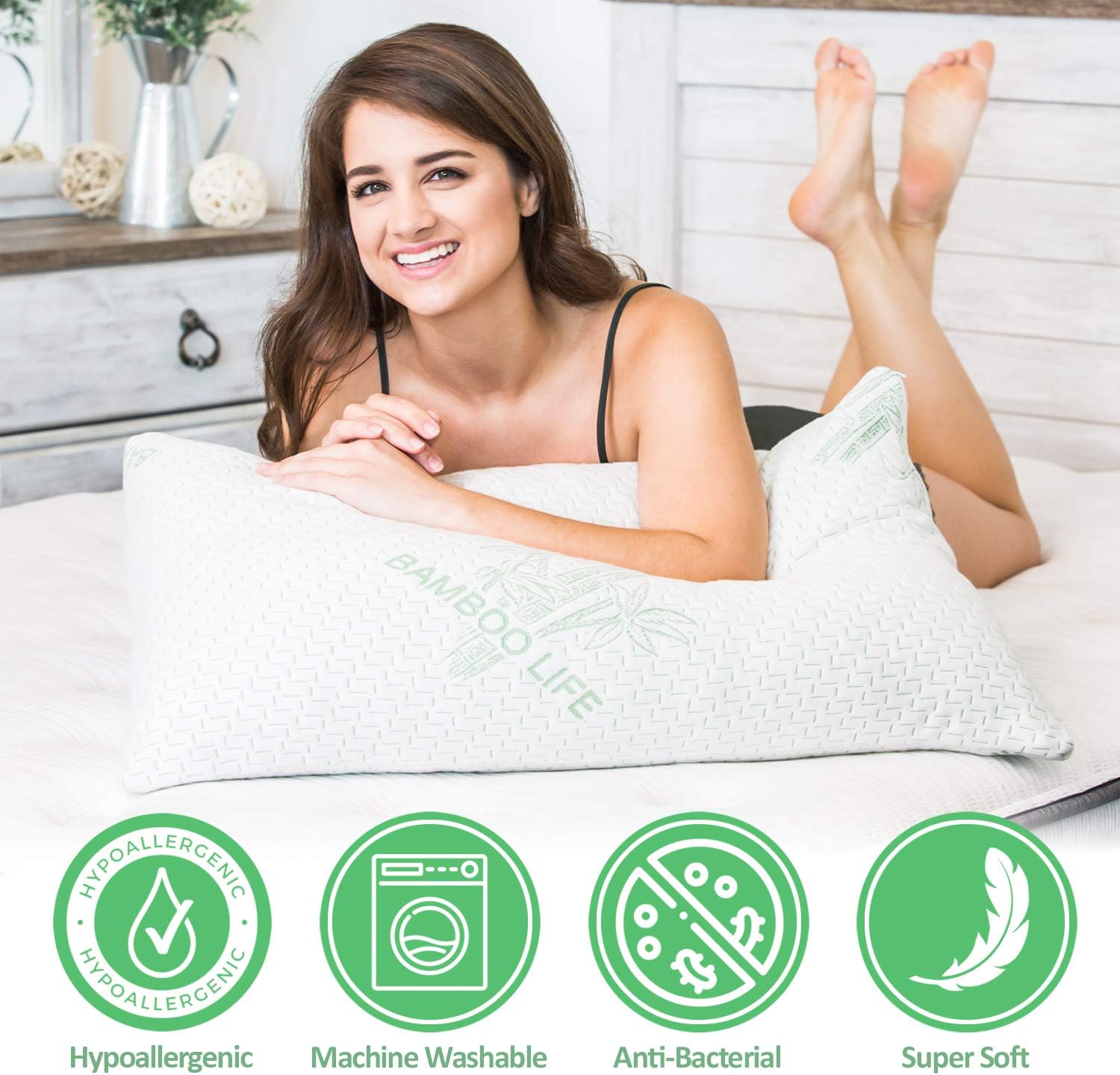 Elif Home Goods Queen Size Bamboo Rayon Pillow Set