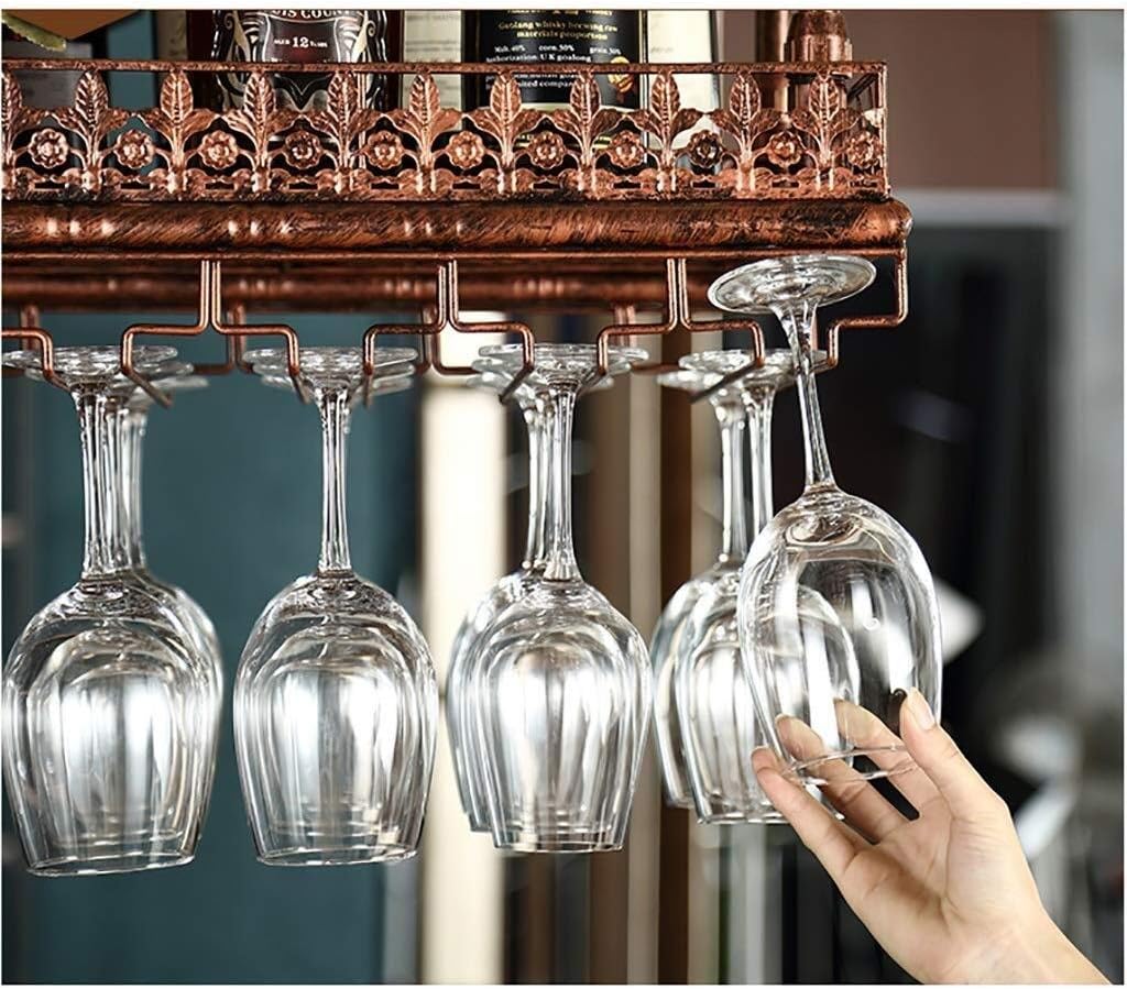 LUCEAE Wall-Mounted Wine Rack 100x35cm Brass Frame
