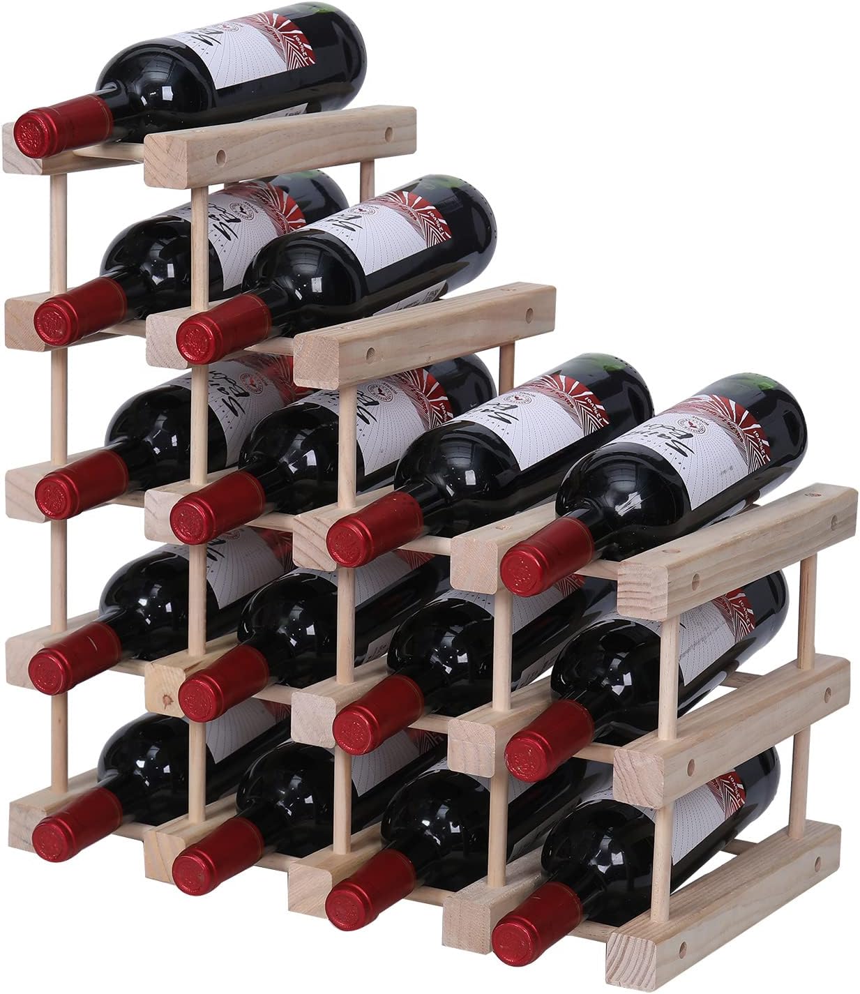 Guilai 16-Bottle Wood Wine Rack Cabinet