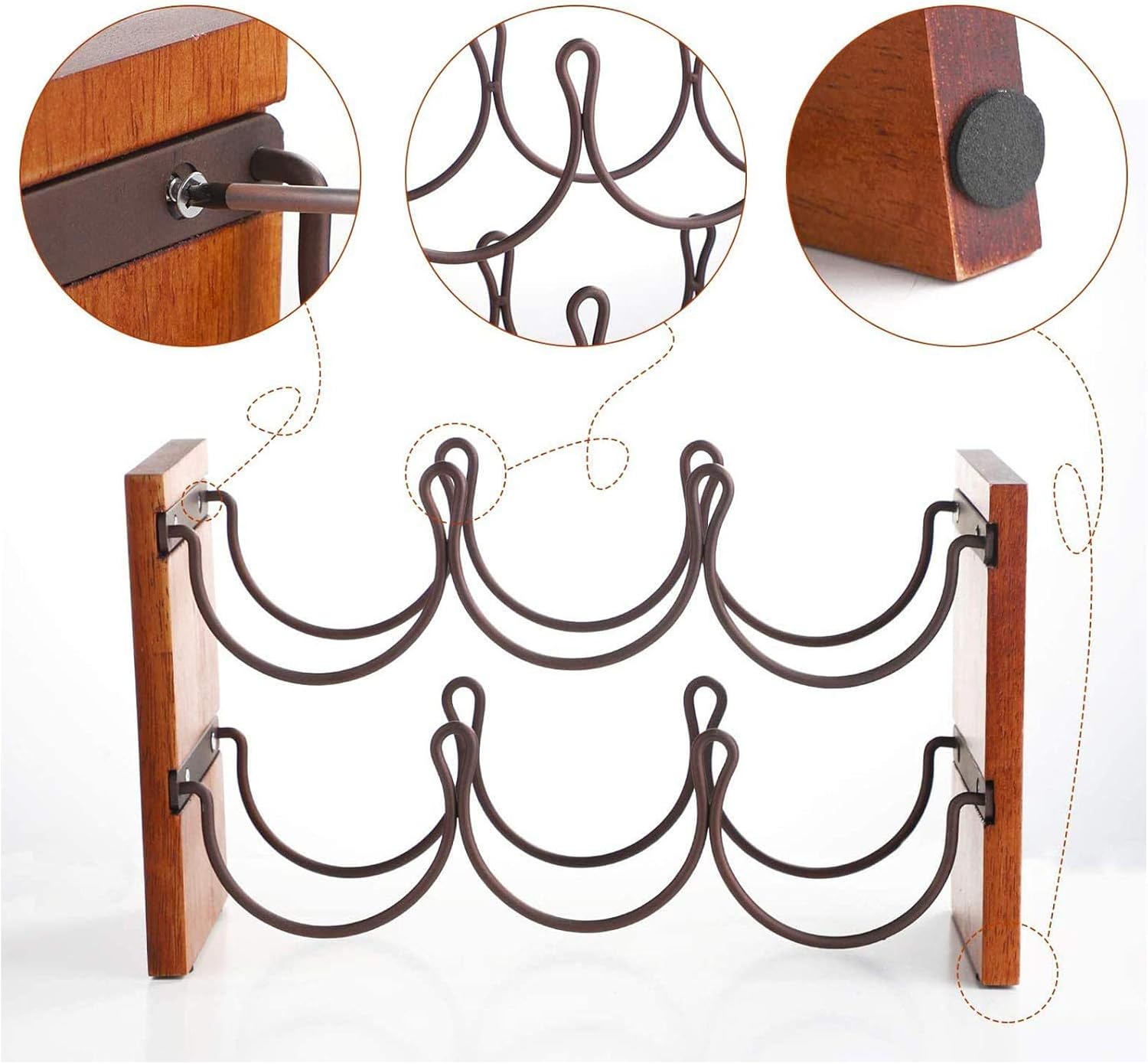 BOCbco Tabletop Wine Rack for 6 Bottles