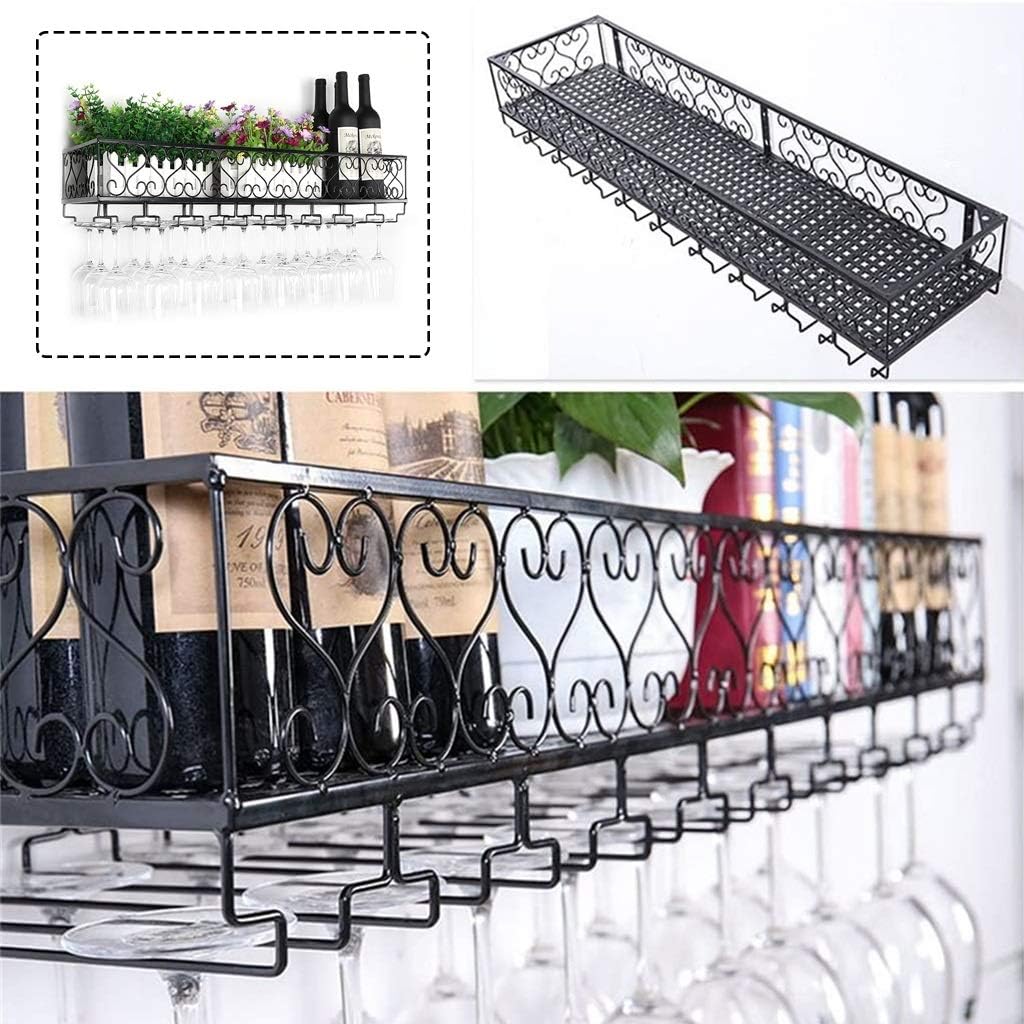 BOCbco Wall Floating Wine Rack with Glass Holder