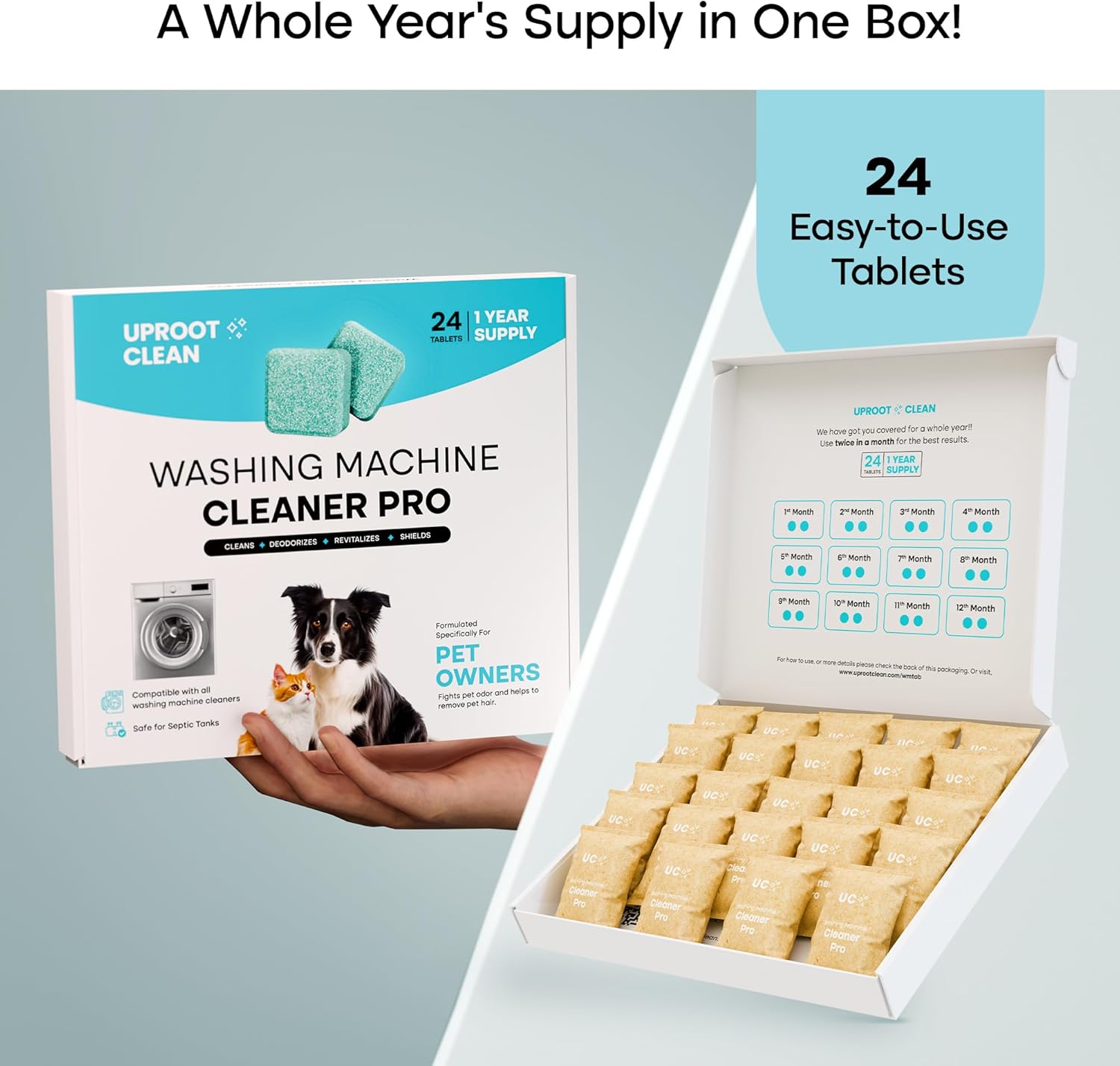 Uproot Clean Washing Machine Cleaner Tablets 24 Pack