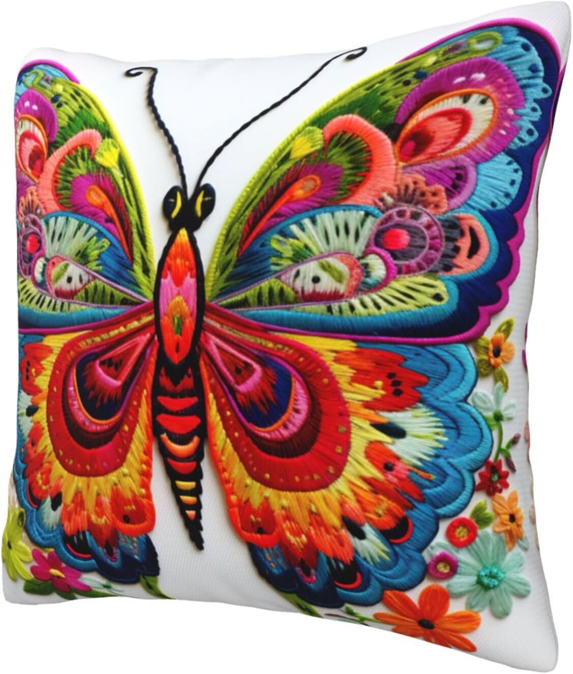 Ogniwo Embroidery Butterfly Throw Pillow 12x12 Inch Soft Square Cushion Case 1