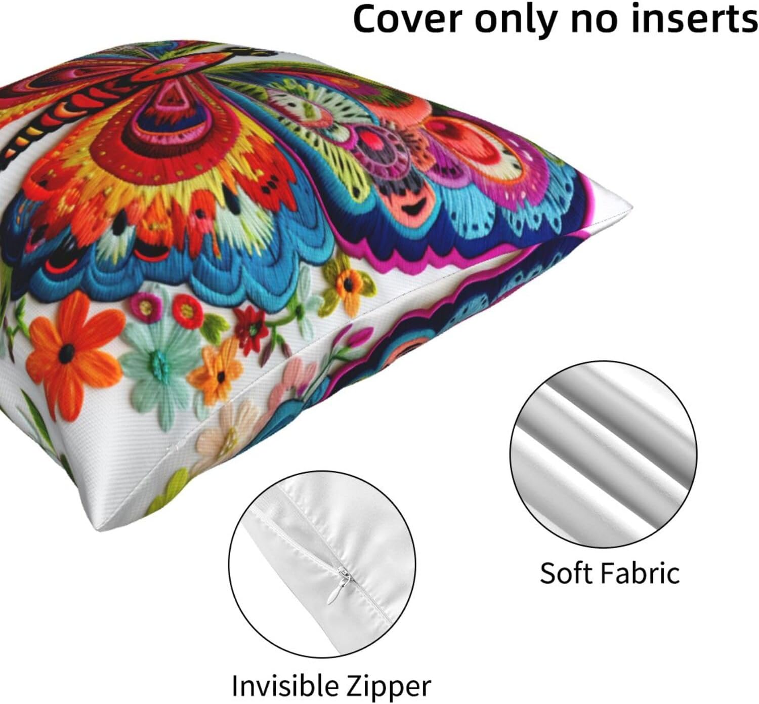 Ogniwo Embroidery Butterfly Throw Pillow 12x12 Inch Soft Square Cushion Case 1