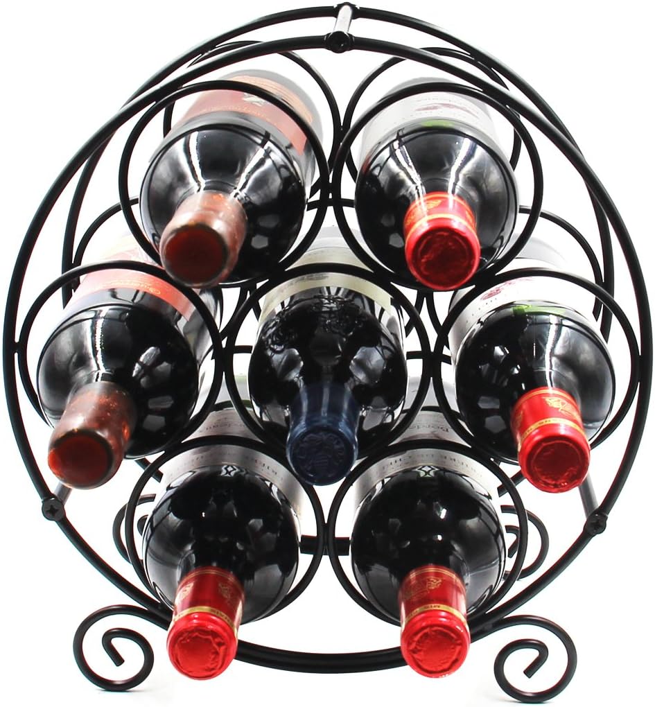 PAG 7 Bottles Freestanding Wine Rack Black