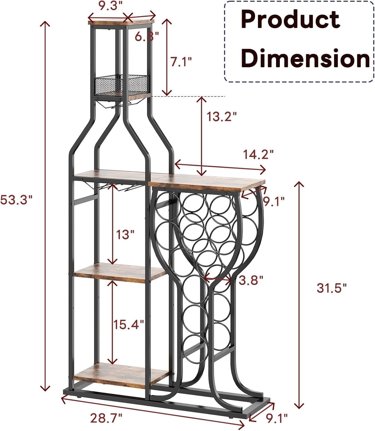 HavenlyYouth 5-Tier Freestanding Wine Cabinet with RGB Lighting 1