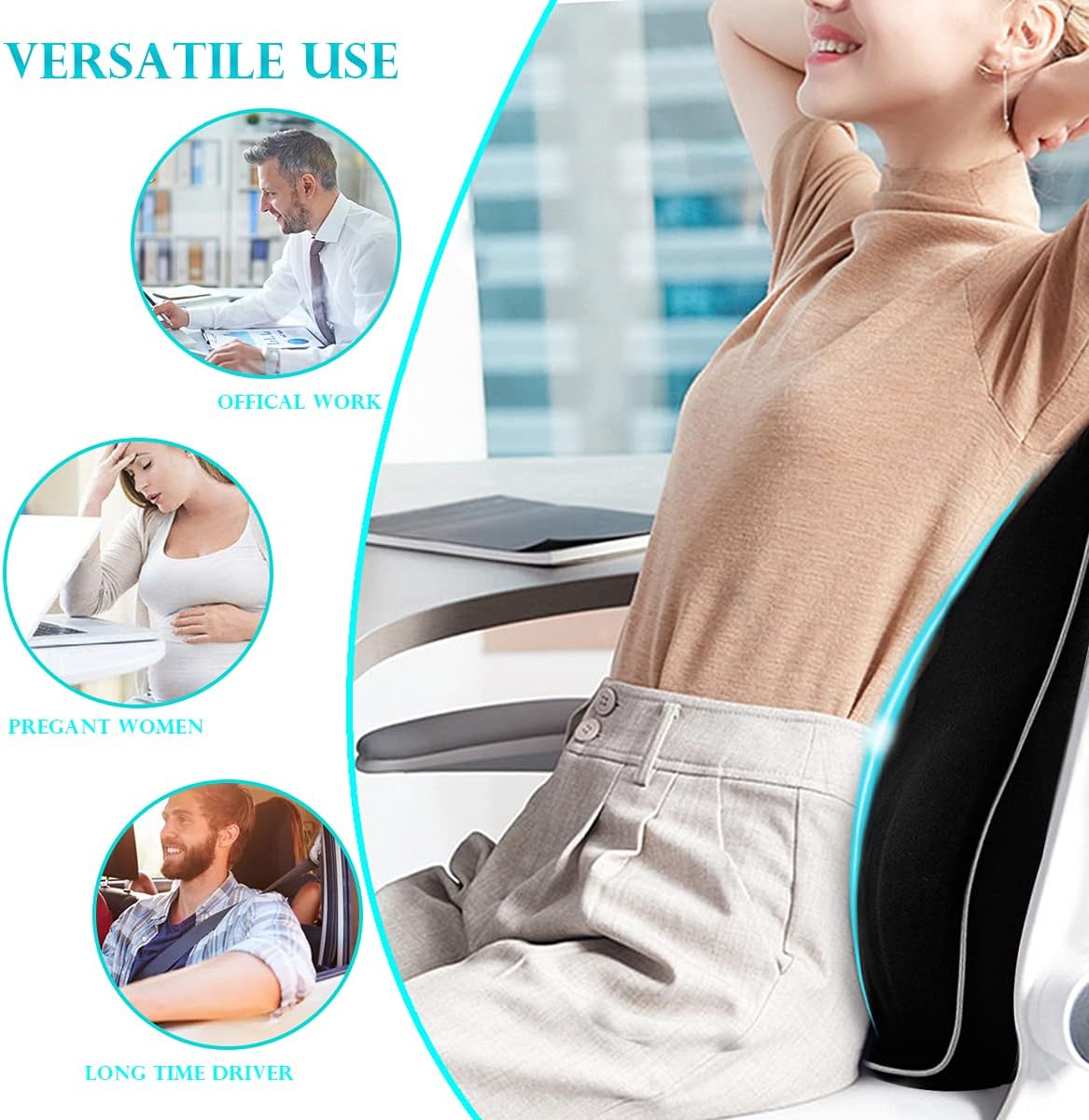 Ecloud Shop Lumbar Support Cushion Set - Black