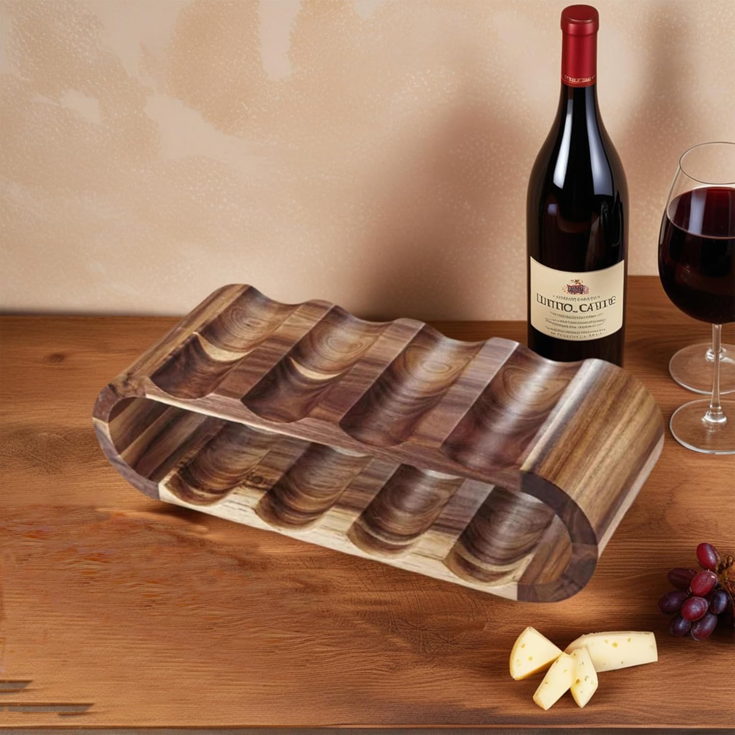 MultiBey 8-Bottle Acacia Wood Wine Rack - Freestanding Countertop