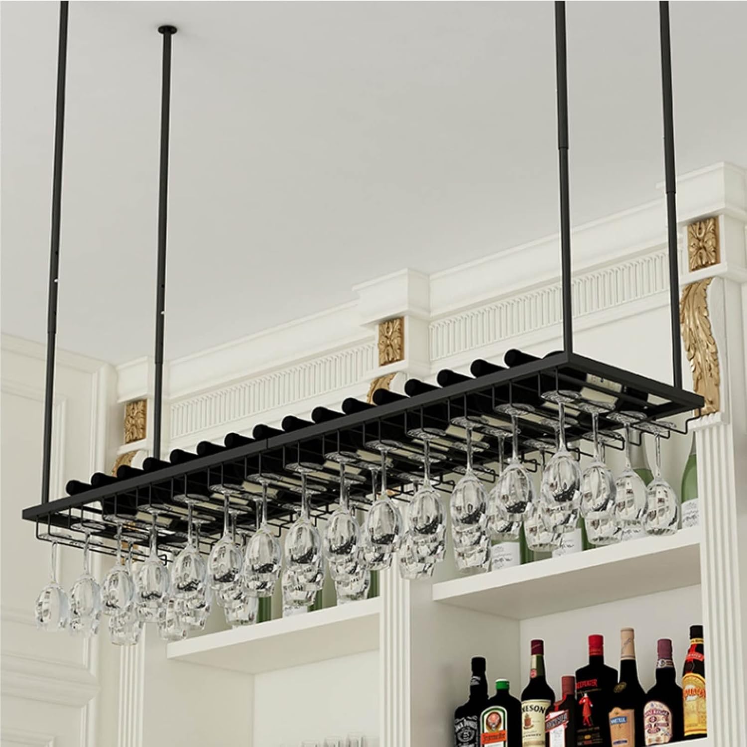Suuim Metal Wine Glass Holder with Adjustable Ceiling Rack 1