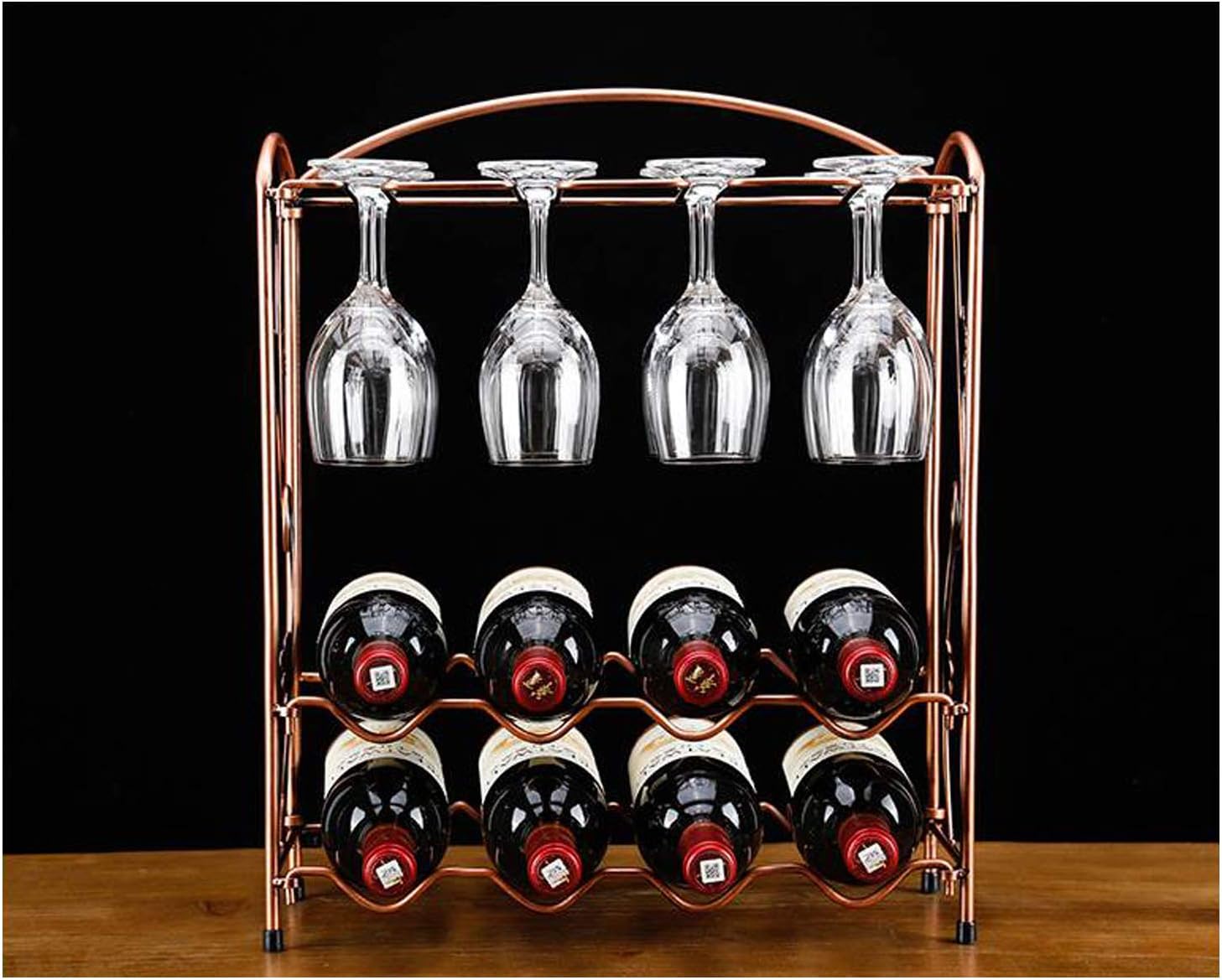 BOCbco Tabletop Wine Rack with 4 Bottles and 8 Glasses