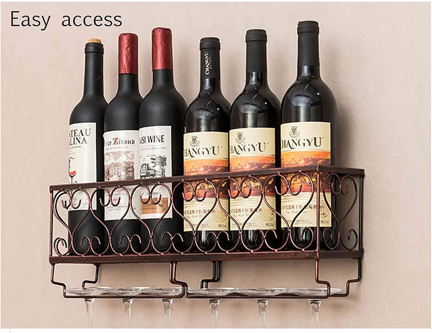 ALDEPO Wall-Mounted Wine Rack with Iron Frame