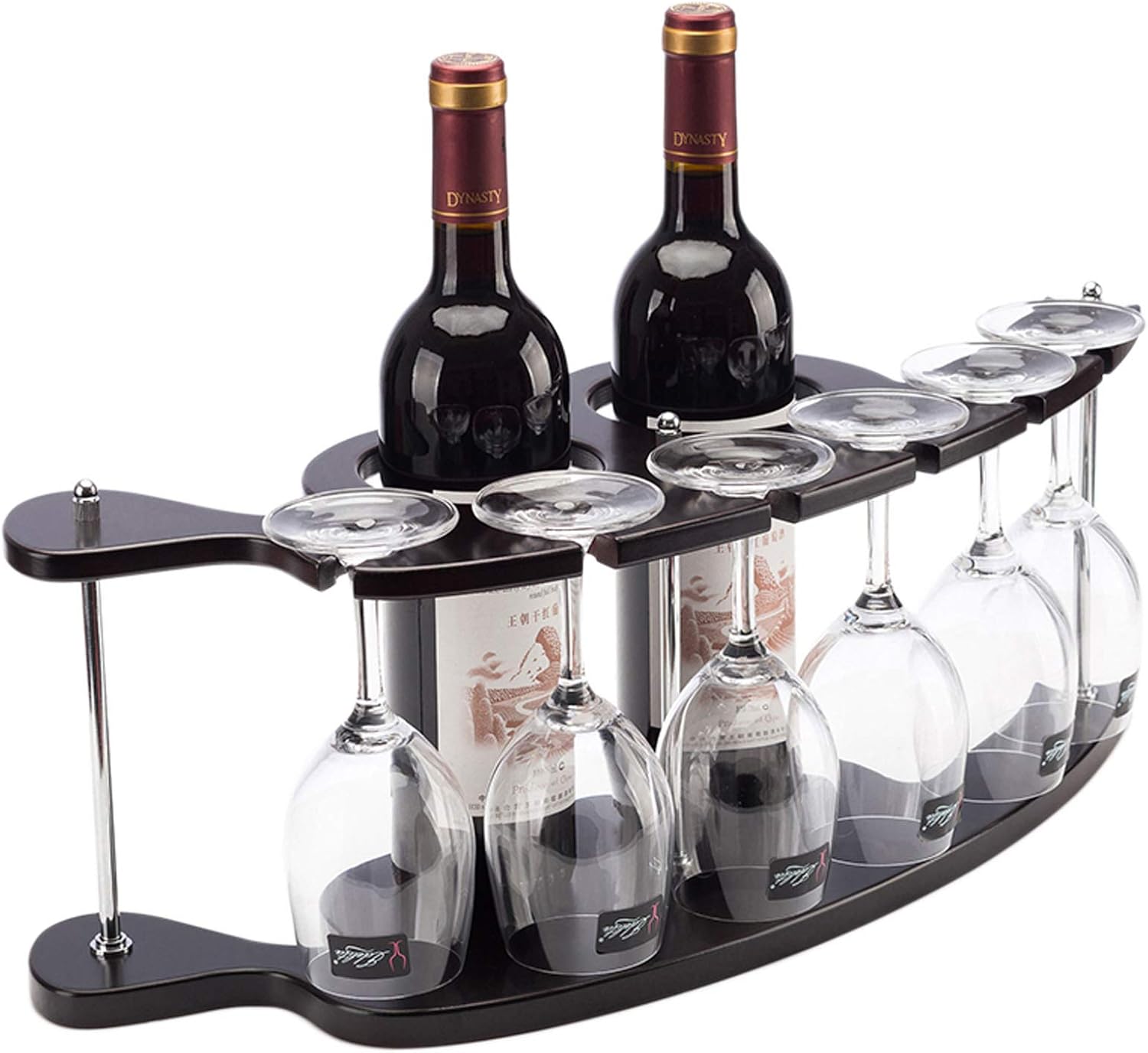 Nordic Wrought Iron Wine Rack with 2 Bottles 6 Glasses