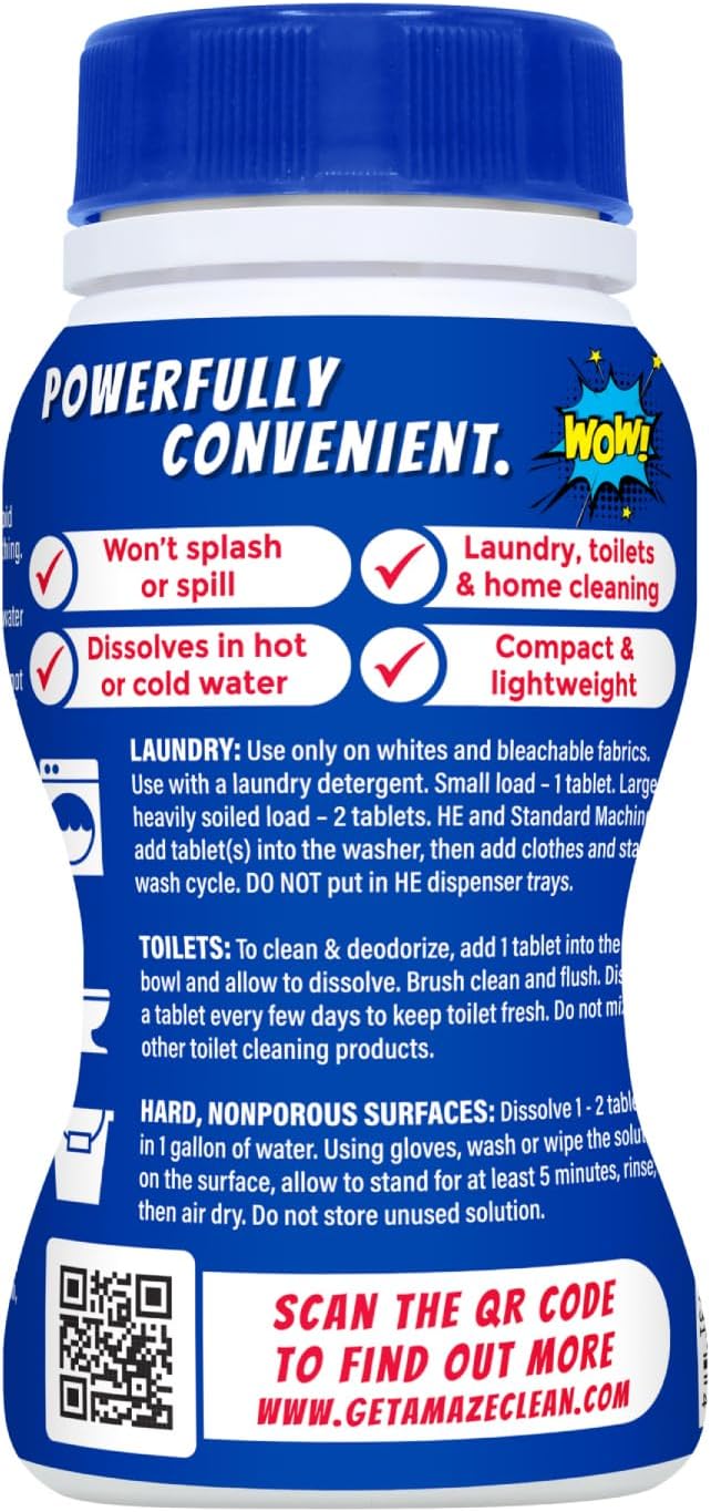AMAZE Ultra Concentrated Bleach Tablets 32 tablets - No Splash Liquid Alternative 1