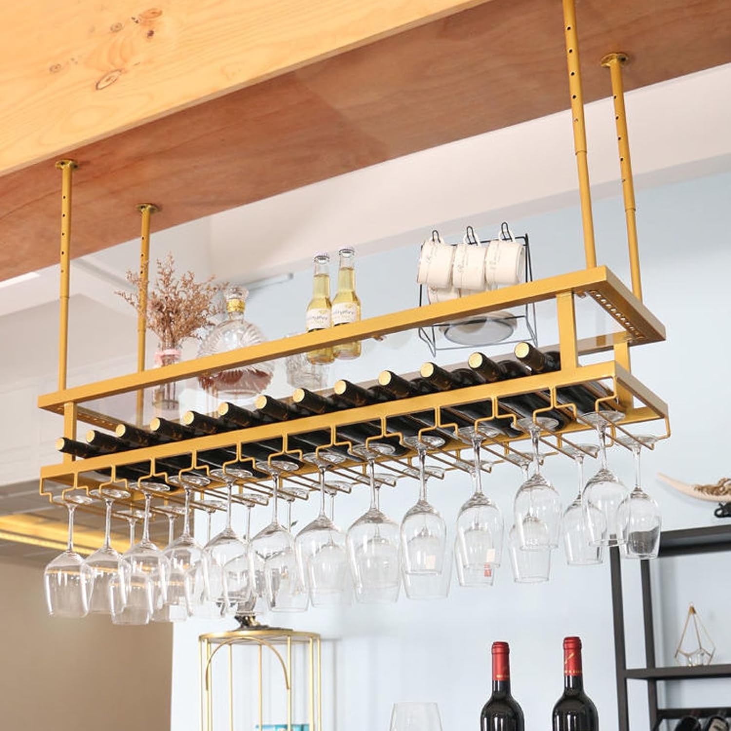 SAGIDAR Wall-Mounted Wine Rack Organizer