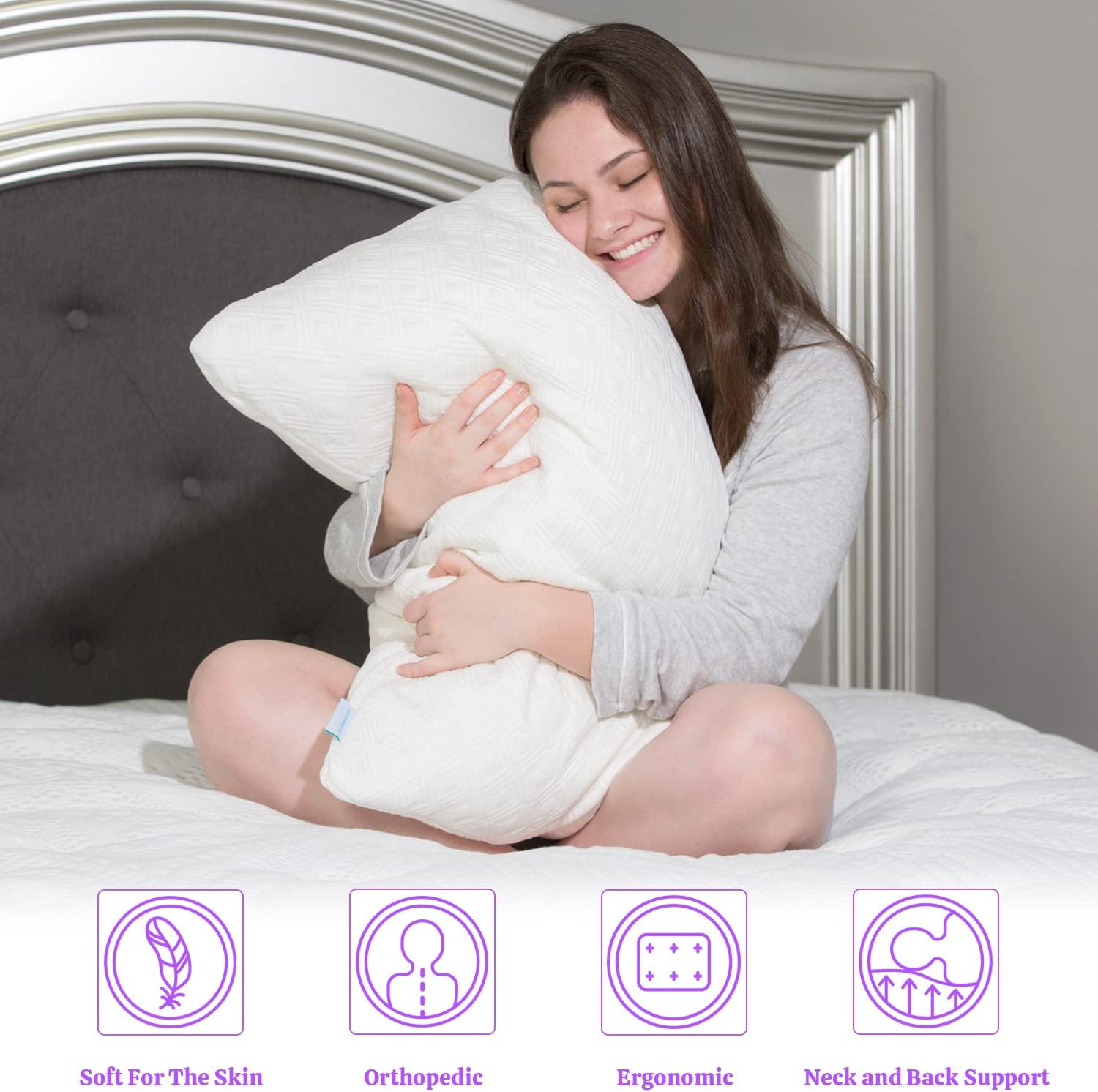 2 Pack King Size Rayon Bamboo Pillows with Memory Foam