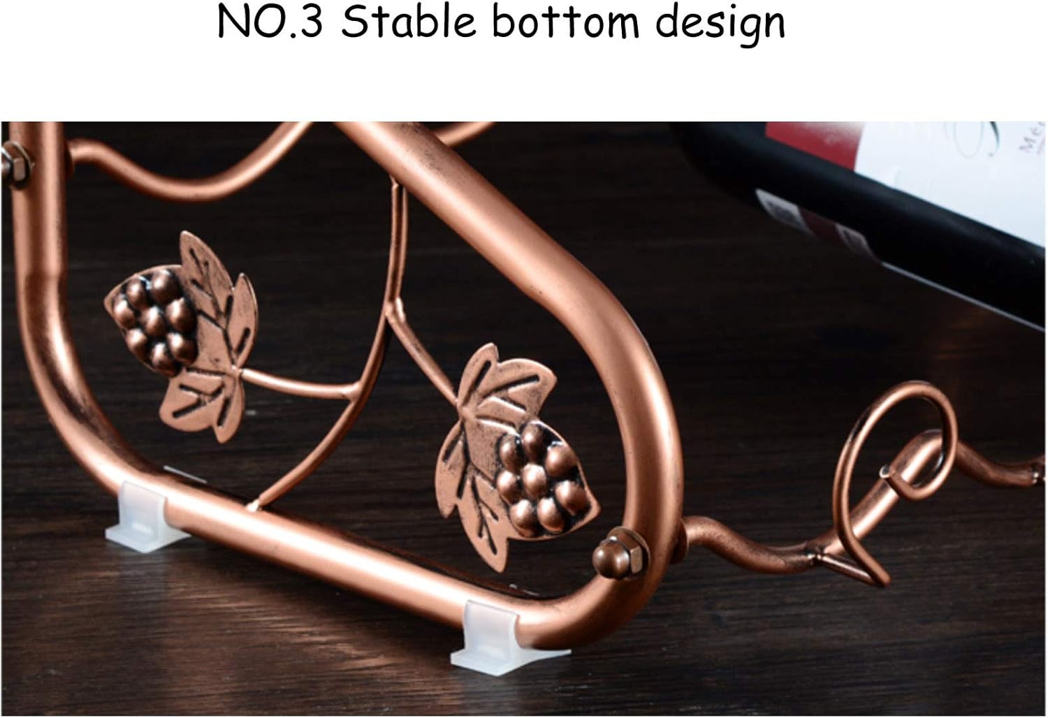 BOCbco Wrought Iron Wine Rack with 4 Bottles and 6 Stemware Holders