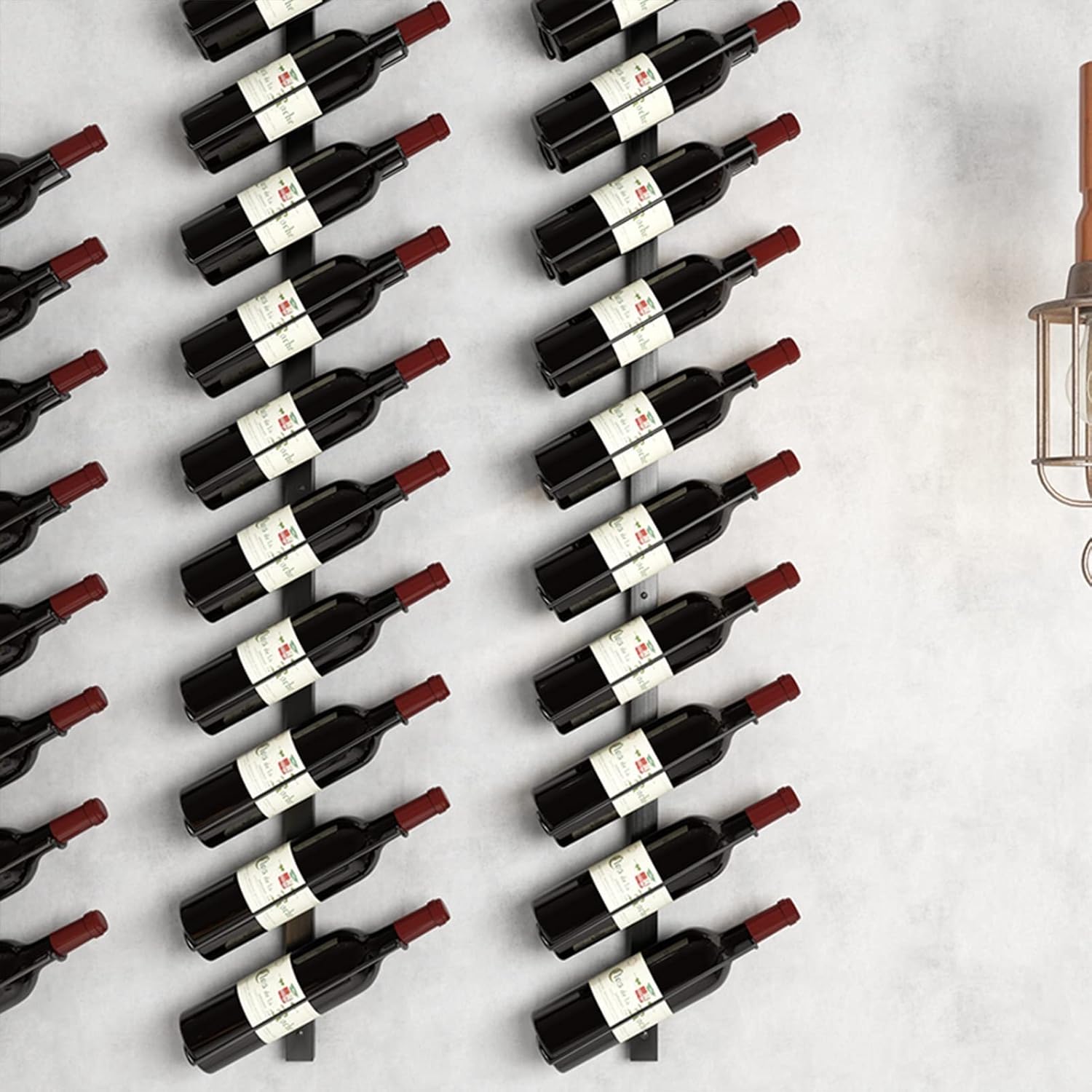 Wall-Mounted Wine Rack with 5 Sizes and Iron Construction