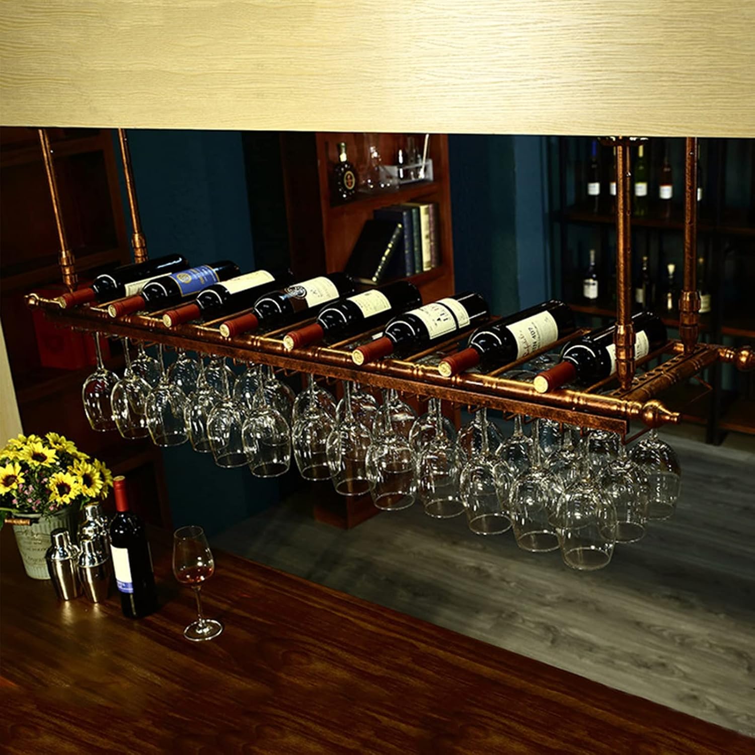 Suuim Adjustable Wine Rack with Stemware Shelf