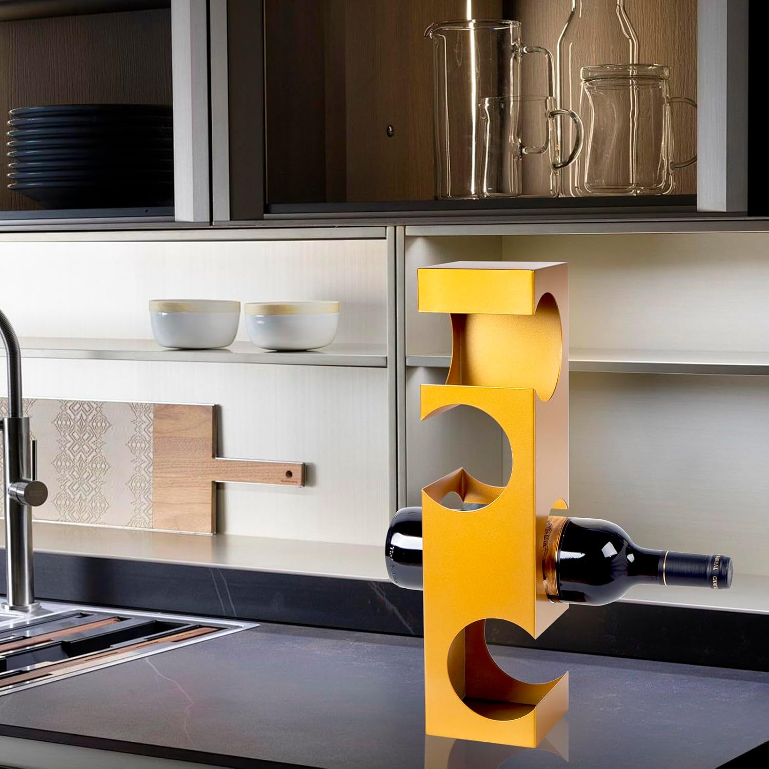 NETRCRHOM 4 Bottle Tabletop Wine Rack
