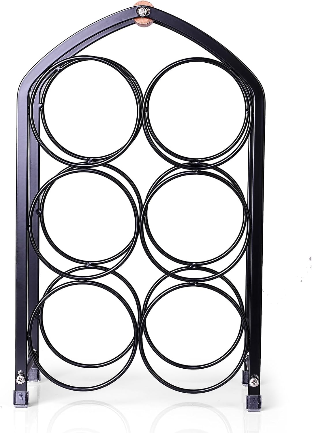 Drincarier 6 Bottle Countertop Wine Rack - Modern Black Metal 3 Tier Stand 1