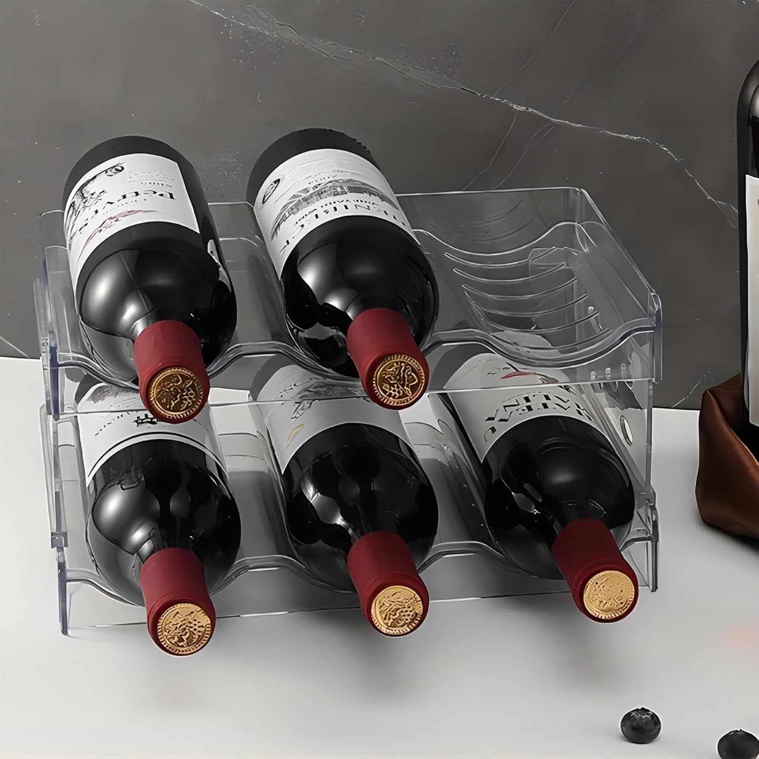 YENXIKU 2 Tier Wine Rack for Countertop and Fridge
