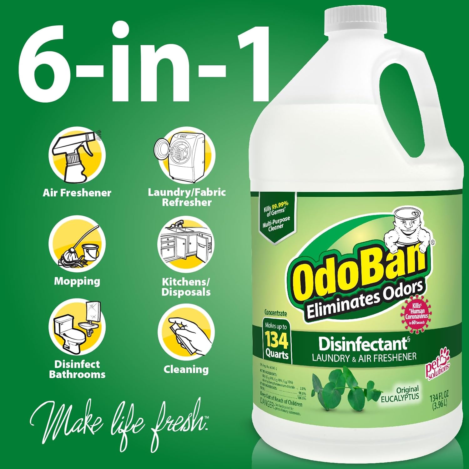 OdoBan Disinfectant Concentrate 134 Ounces Eucalyptus Scent
