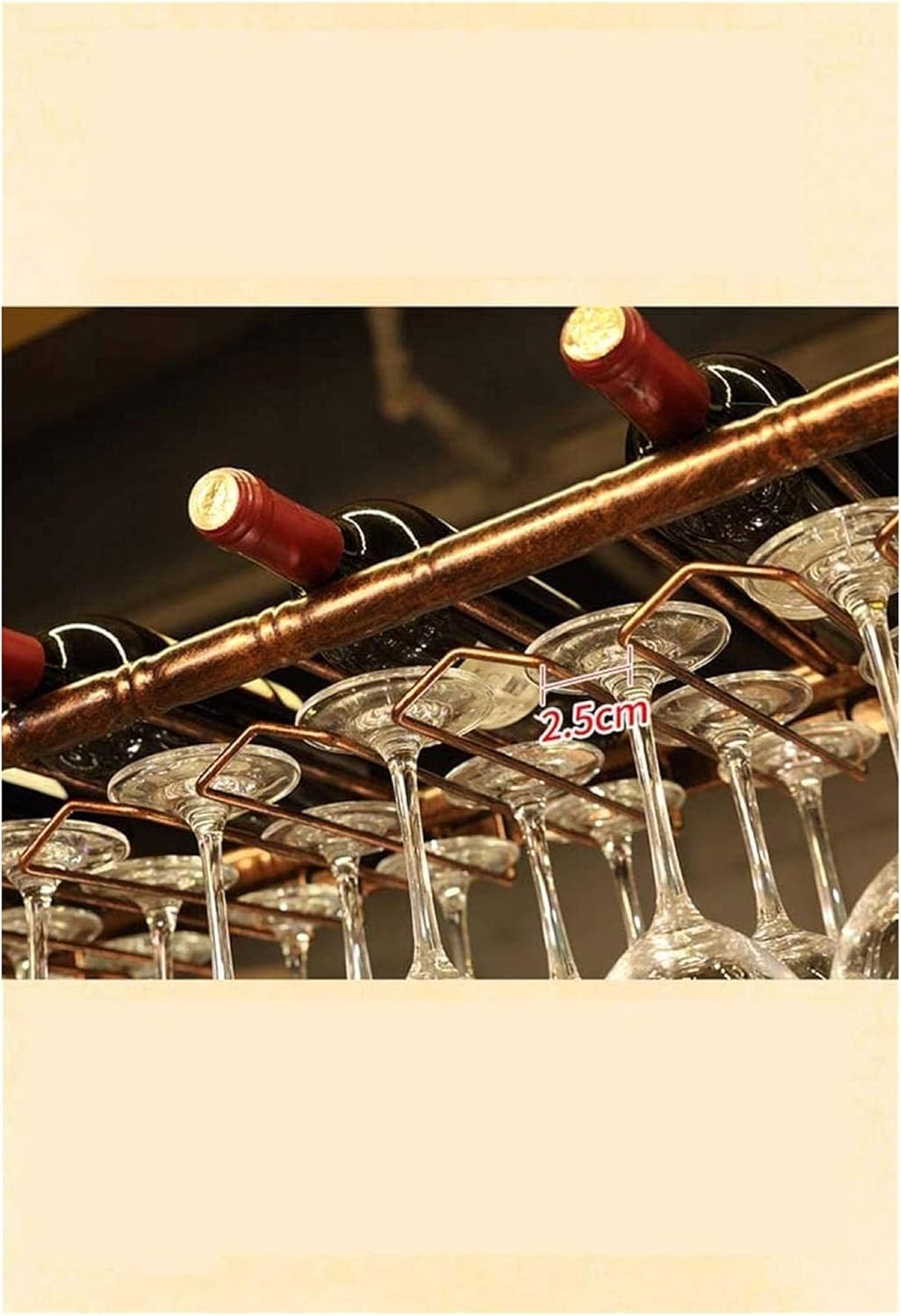 Ceiling Hanging Wine Rack with Glass Holder Shelf and Stemware Holder