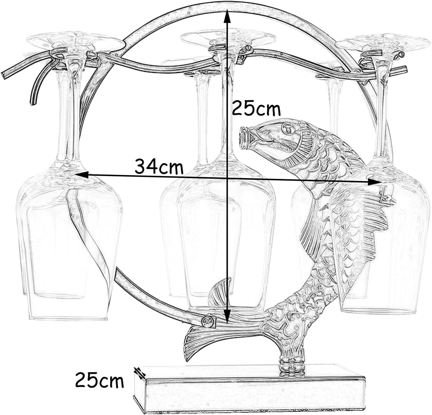 ALDEPO Wine Glass Rack for Desk Holds 6 Bottles Gold Finish