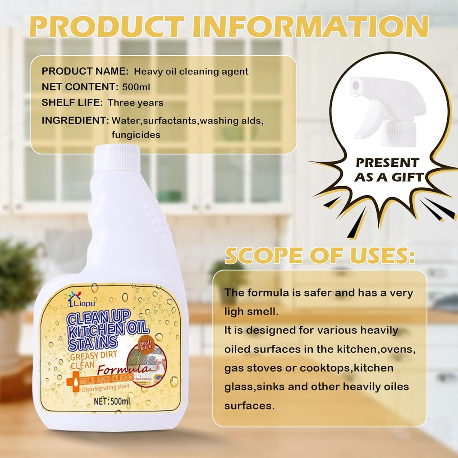 Liapu 3Pcs All Purpose Cleaner Spray