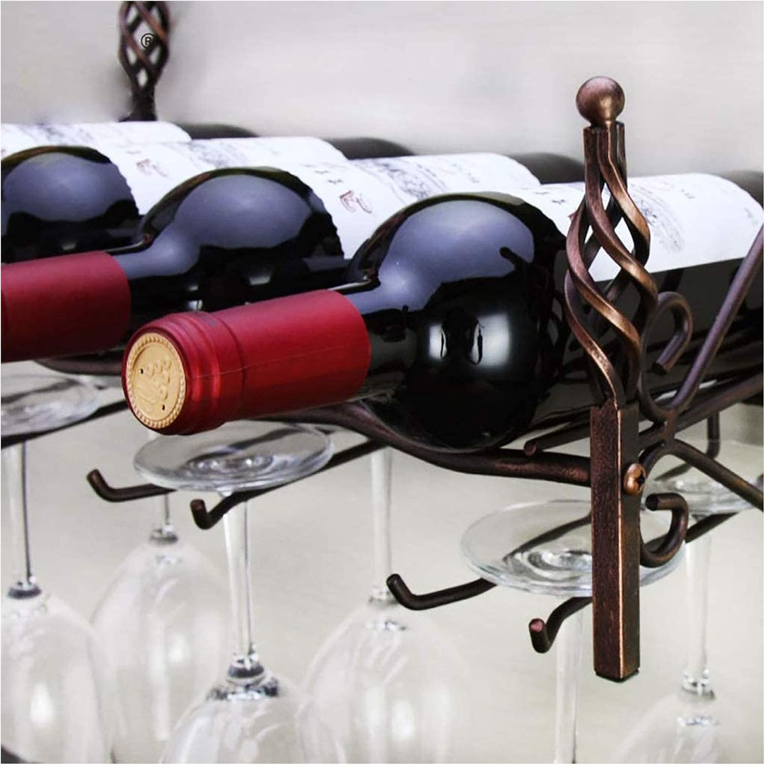 BOCbco Wall-Mounted Wine Rack with Goblet Holder