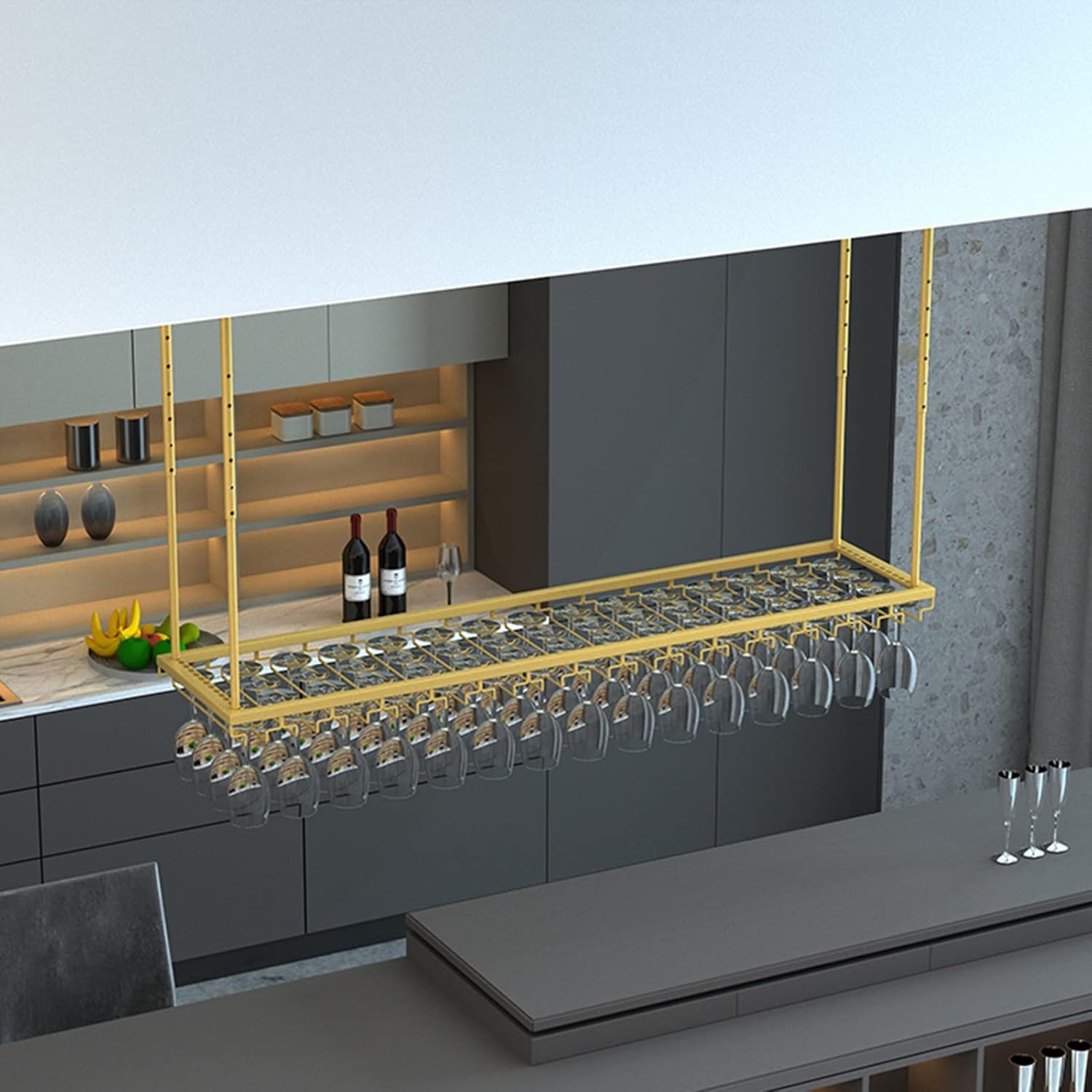 Adjustable Wine Rack Ceiling Holder for Kitchen and Bar