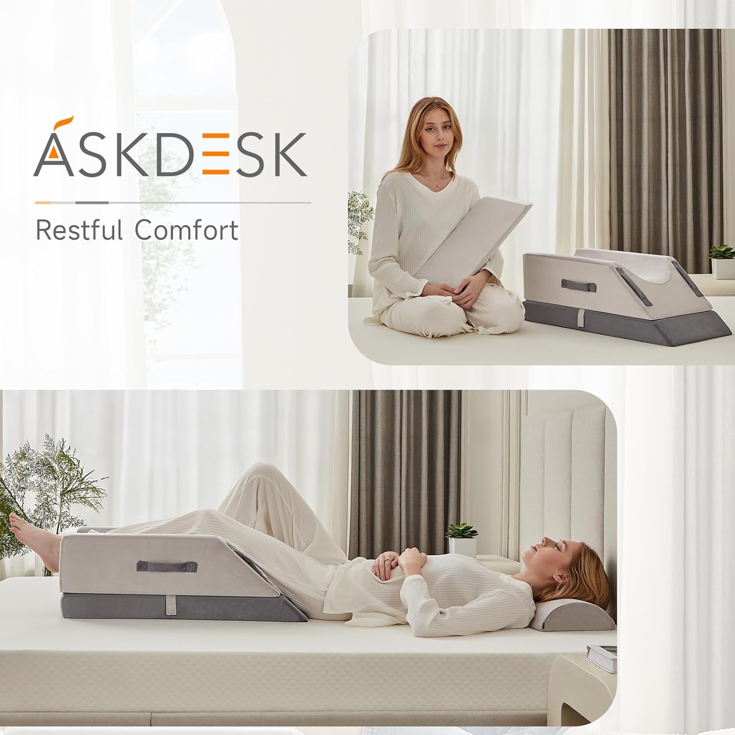 AskDesk Leg Elevating Pillow with 3 Height Settings