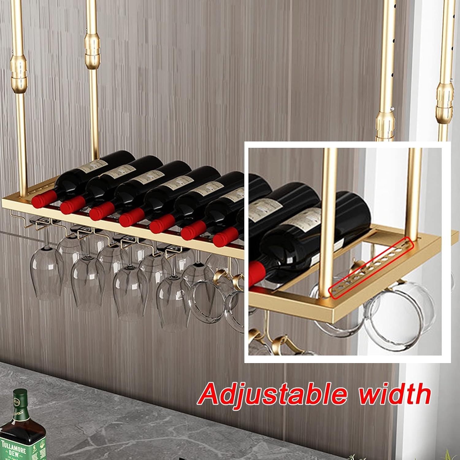 Suuim Wine Rack Ceiling Iron Art Adjustable Glass Holder