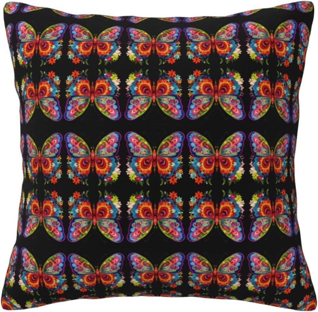 Ogniwo Embroidery Butterfly Throw PillowSoft 12x12 Inch Cushion Cover