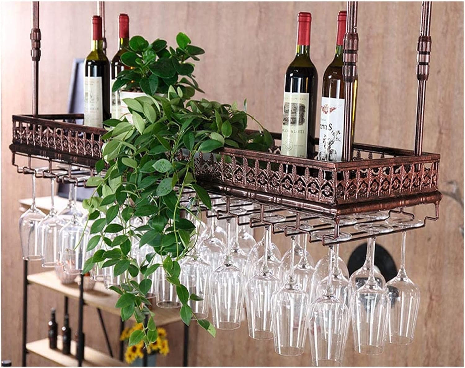 ALDEPO Wall-Mounted Wine Glass Rack 48 Glasses