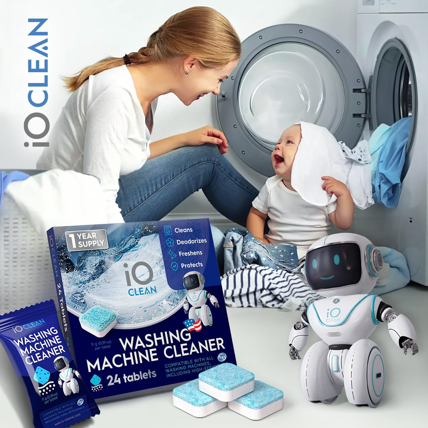 iO CLEAN Washing Machine Tablets 24 Pcs - Deep Clean and Descaler