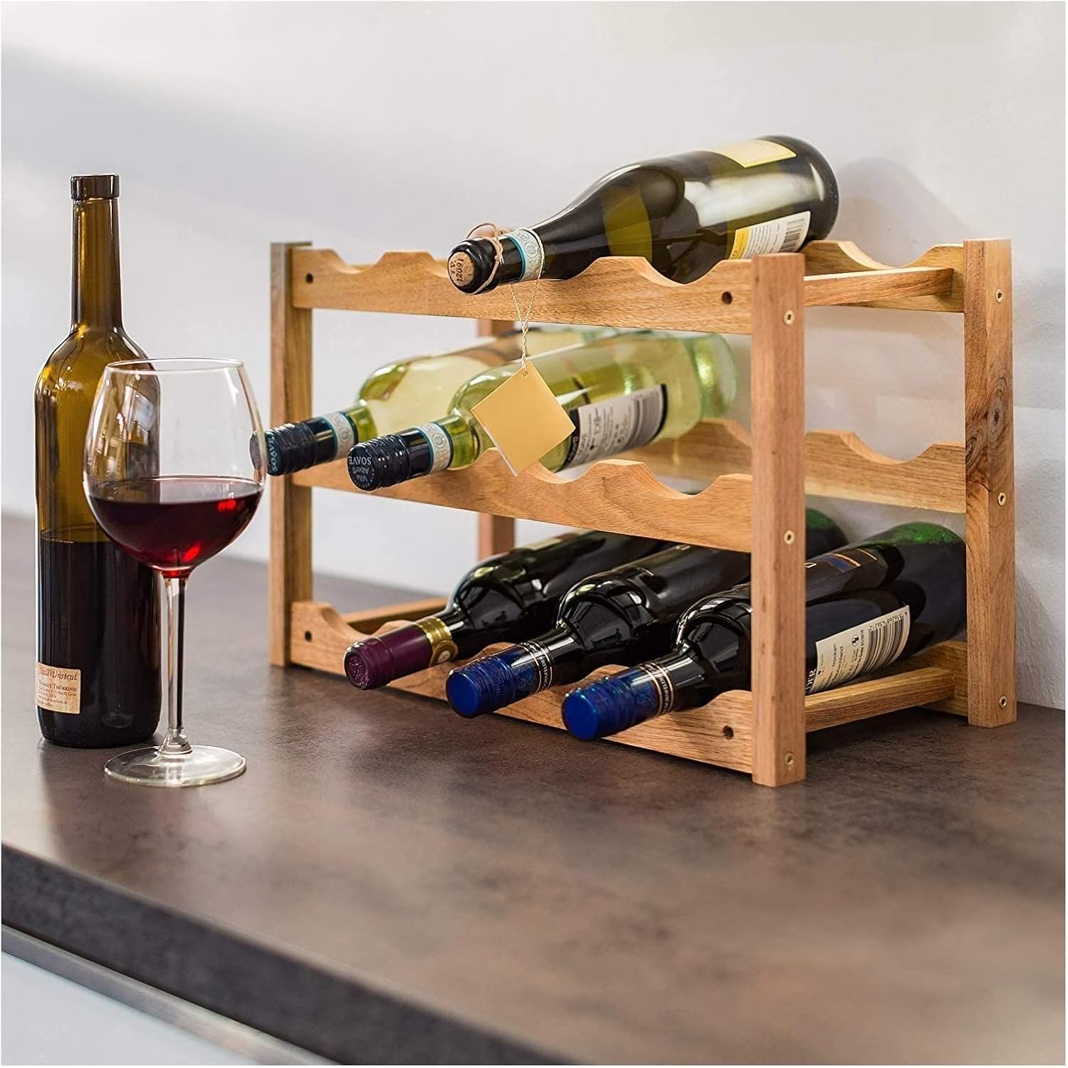 ALDEPO Wine Rack with 3 Shelves for 12 Bottles 1