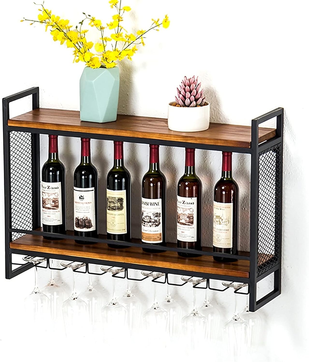 ZJDYDY Wall-Mounted Industrial Wine Rack