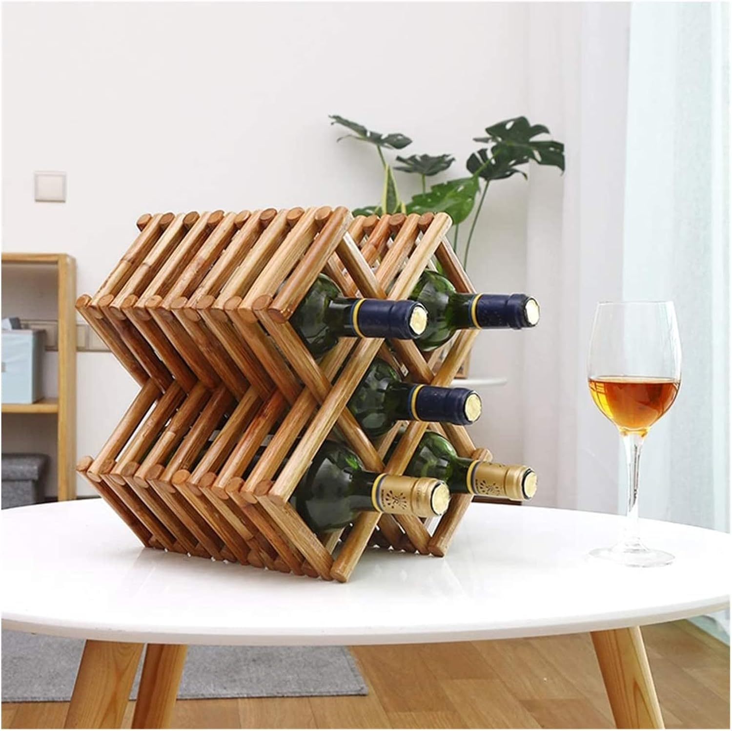 ALDEPO Freestanding Wine Rack 8 Bottles Rustic Wooden Storage Display
