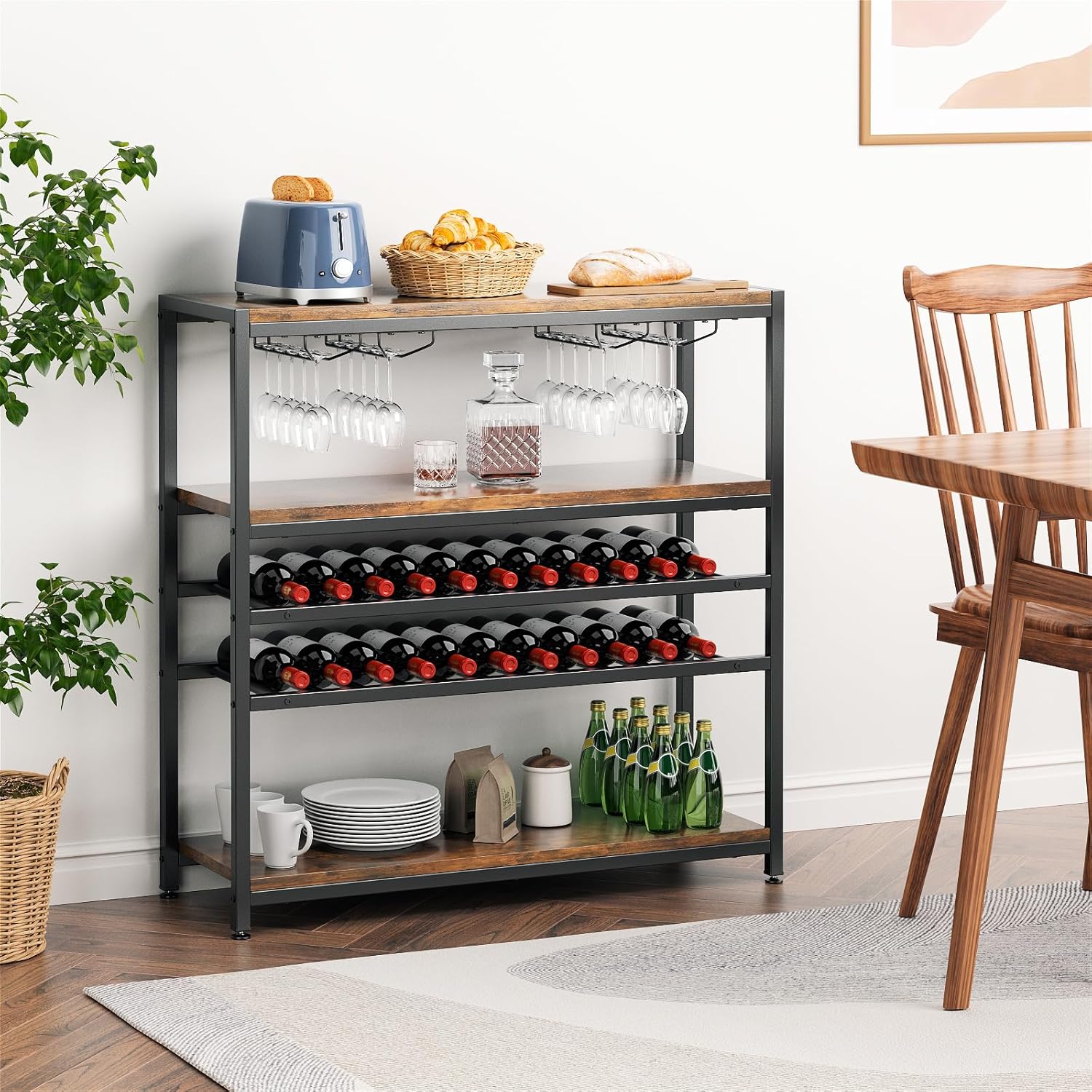 Giantex 5-Tier Wine Rack Table with 22 Bottles and 20 Glasses Holder