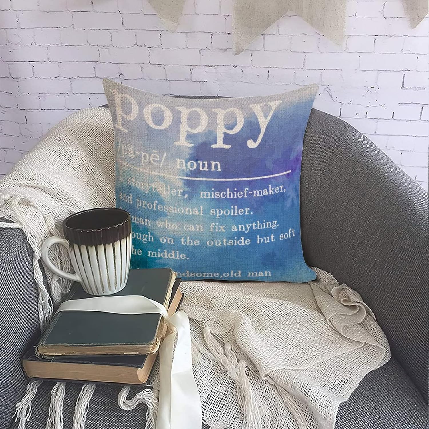 Poppy Vocabulary Cushion Case Throw Pillow Cover with Hidden Zipper