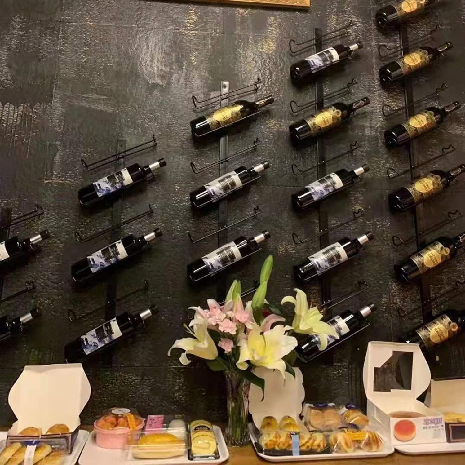 BOCbco Wall-Mounted Wine Rack 25Cm to 125Cm Black