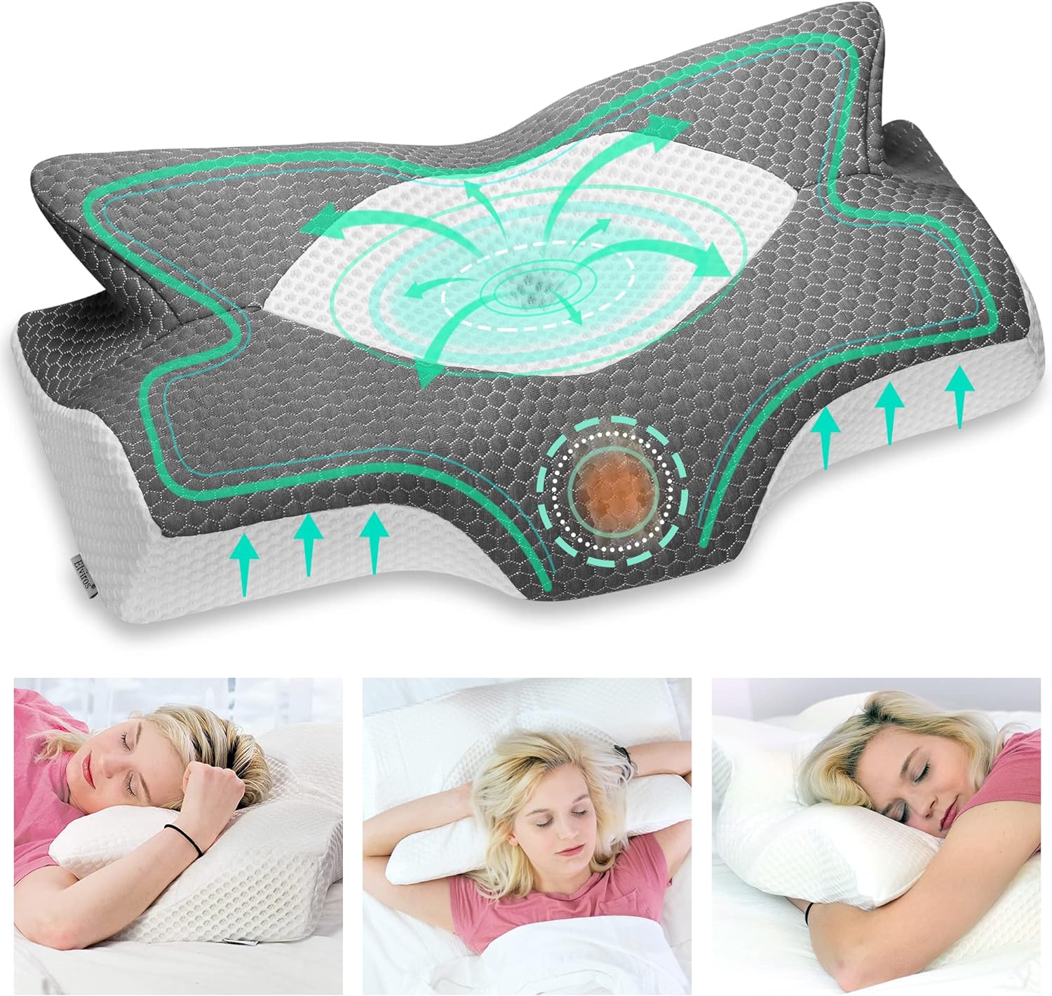 Elviros Cervical Foam Pillow for Neck Shoulder Support