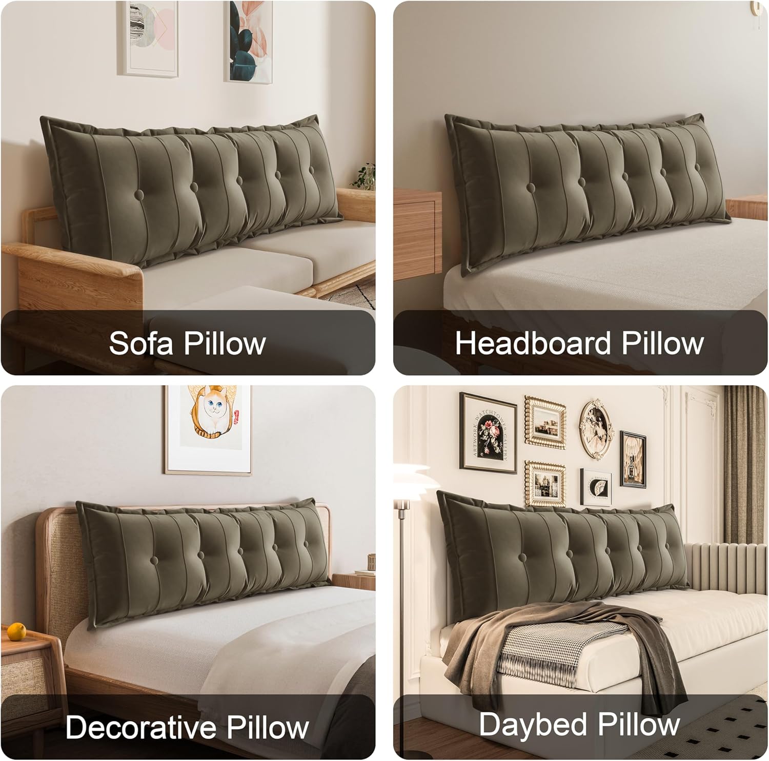 WOWMAX Rectangular Back Support Pillow for Bed Reading and Daybed