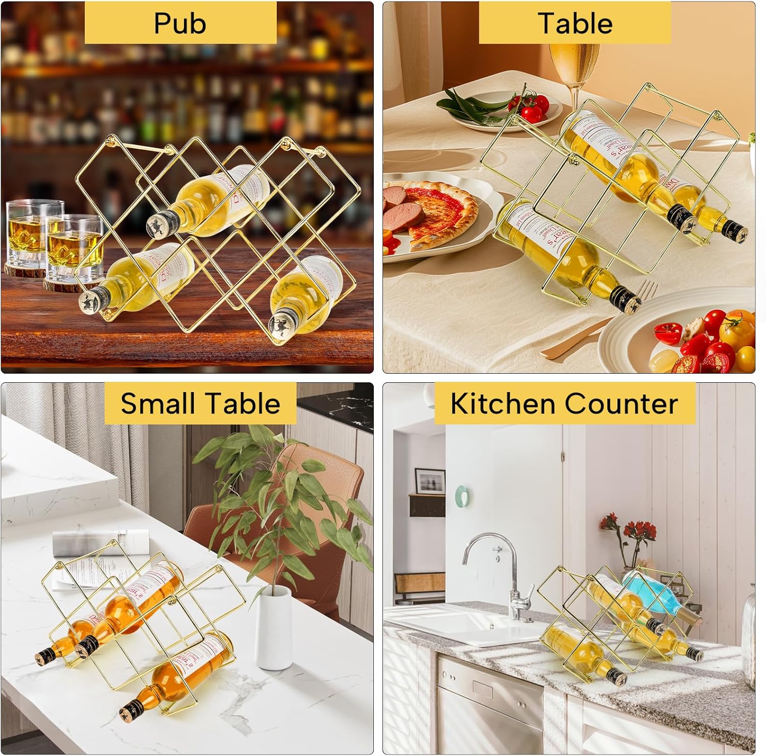Modern Gold Metal Wine Rack 10 Bottles