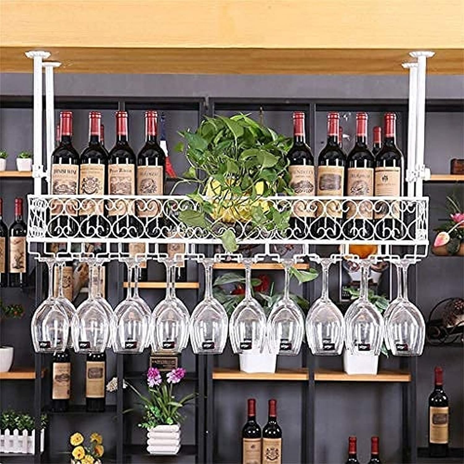 Vintage Rustic Wall-Mounted Wine Rack