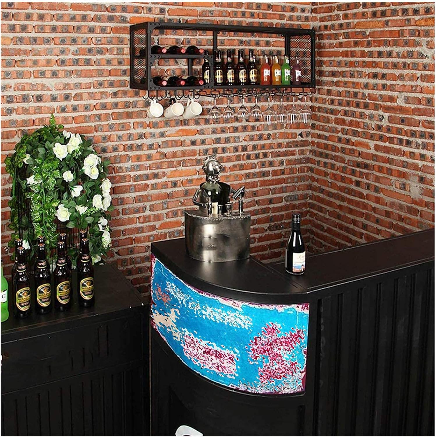 Industrial Wall-Mounted Wine Racks with Durable Metal Construction